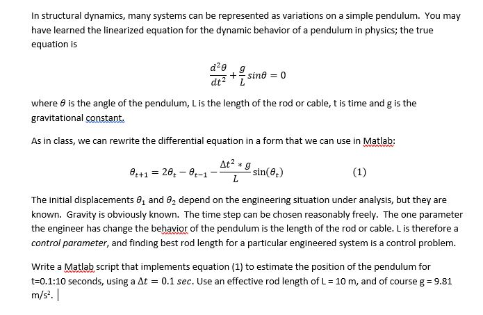 In structural dynamics many systems can be represented as variations on