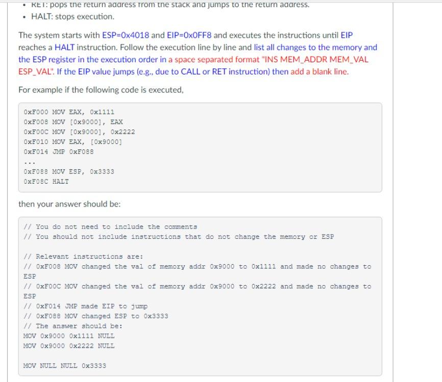 memory state where code pieces similar to part-3 of project 1 are