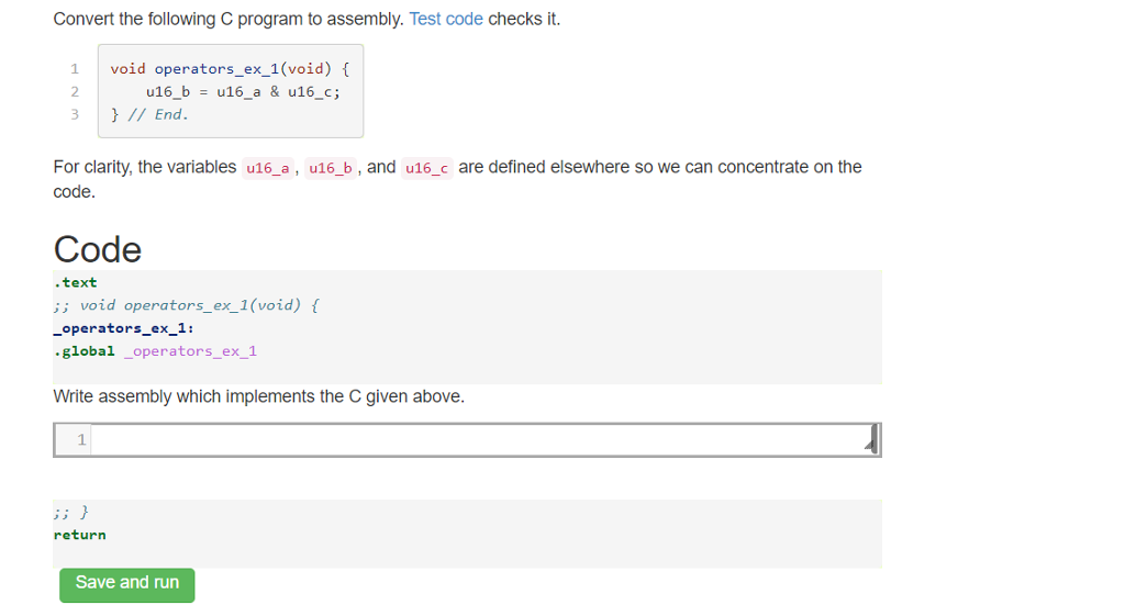  Convert the following C program to assembly. Test code check it