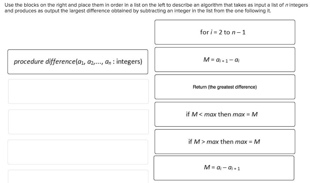 Need help with this for discrete structures Use the blocks on the