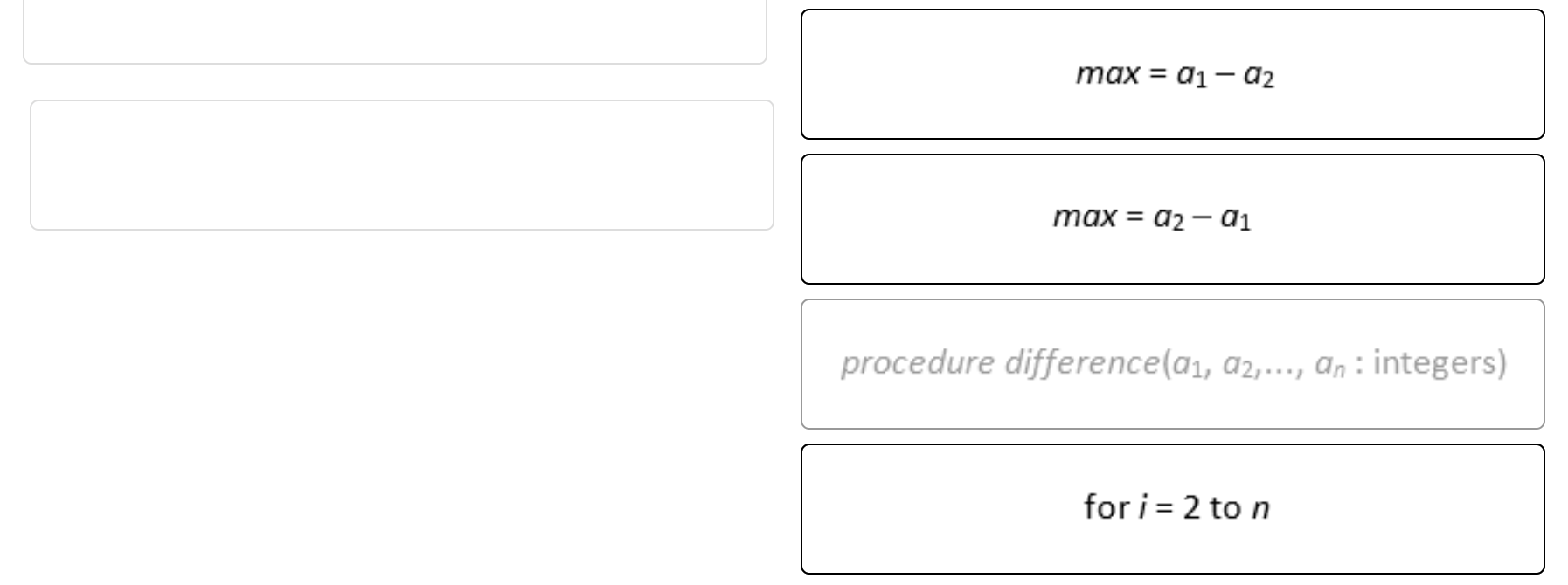 right and place them in order in a list on the left