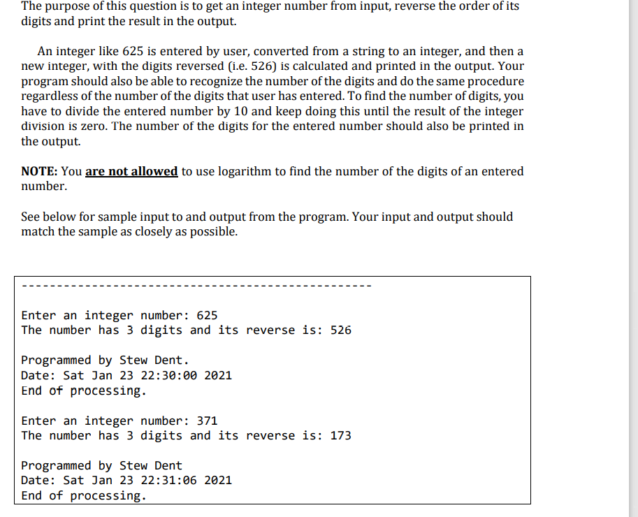 Each program must start with a multi-line comment as shown below. For