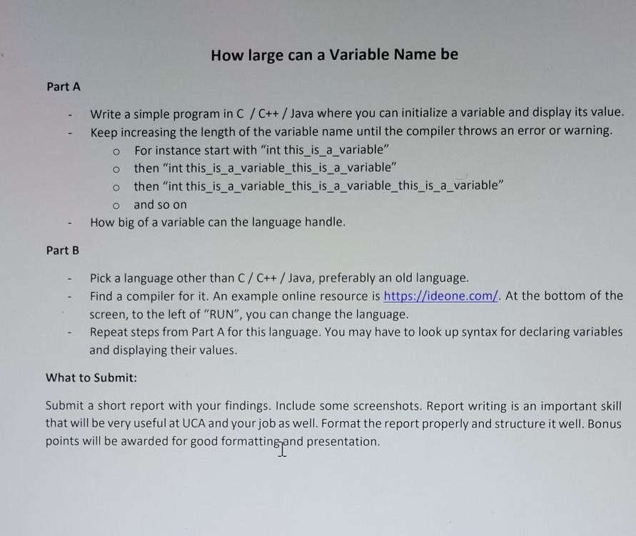  Part A- in Java Part B- any old language How large