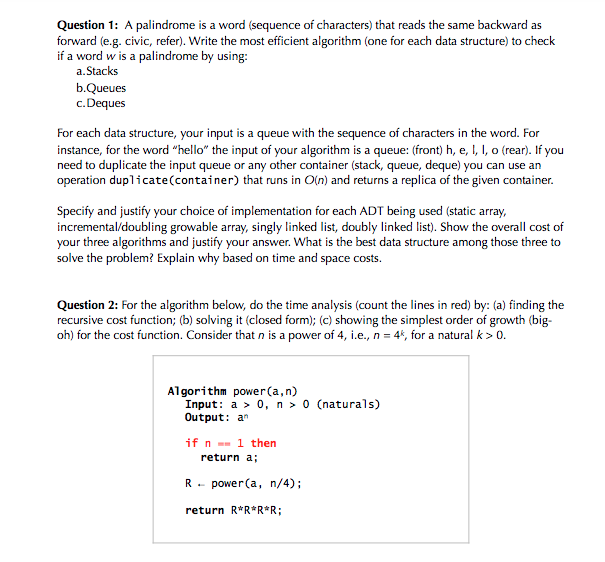  Q1: write code in c++ for the three different data structures