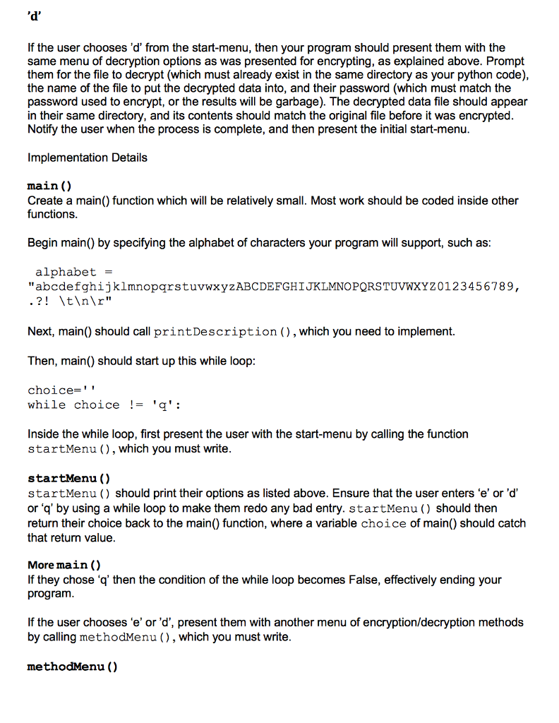 assignment, you will create an application that allows the user to encrypt