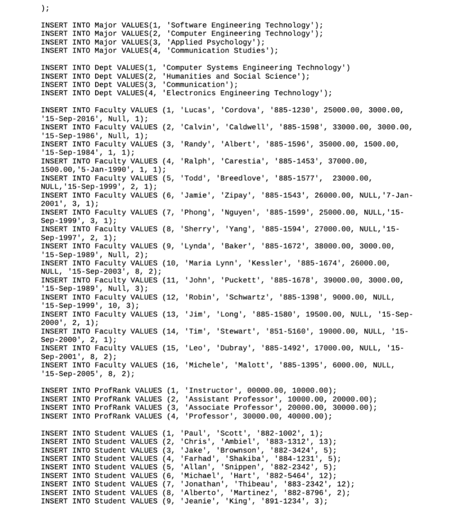 Dept_PK PRIMARY KEY, DeptName NVARCHAR(50) ); CREATE TABLE Major ( MajorID INT
