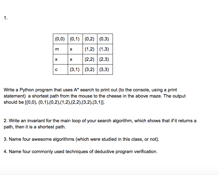 ALGORITHMS Write a Python program that uses A* search to print out