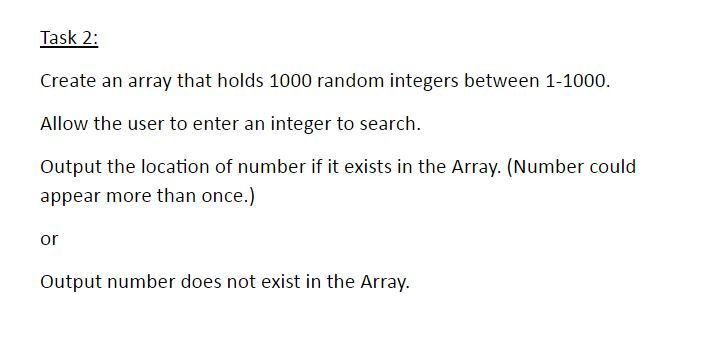  Need help with java H/W. Thanks Create an array that holds