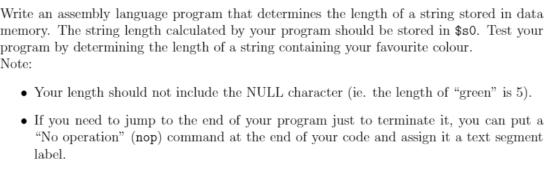 Write an assembly language program that determines the length of a