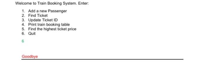 Passenger.java, BookingSystem.java and Test.java. For the Passenger class you will have the