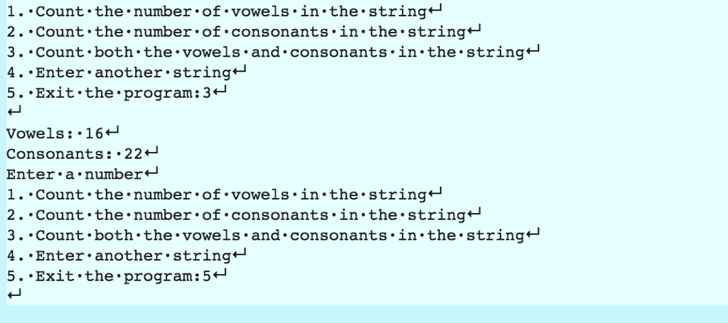 The class should have a method that returns the number of vowels