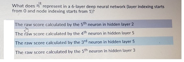  What does z5[3] represent in a 6-layer deep neural network (layer