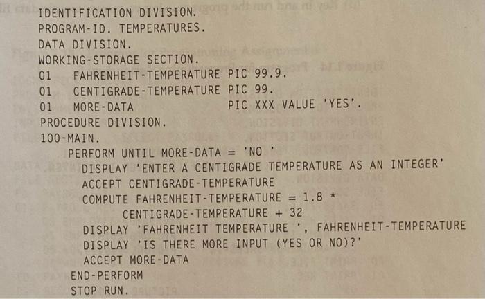 just need a flowchart for the program. IDENTIFICATION DIVISION. PROGRAM-ID. TEMPERATURES. DATA