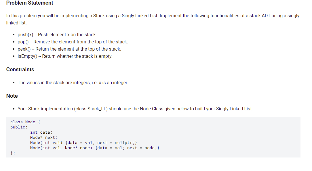  Please use the template provided above Problem Statement In this problem