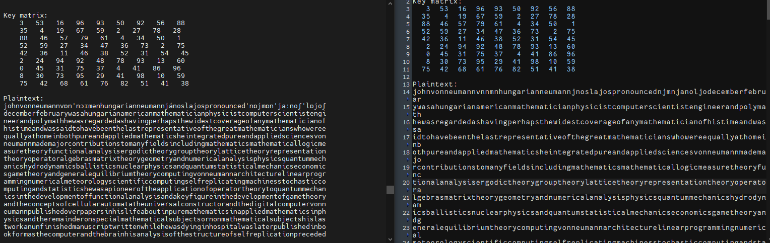  Could you modify this code, a hill cipher, to look exactly