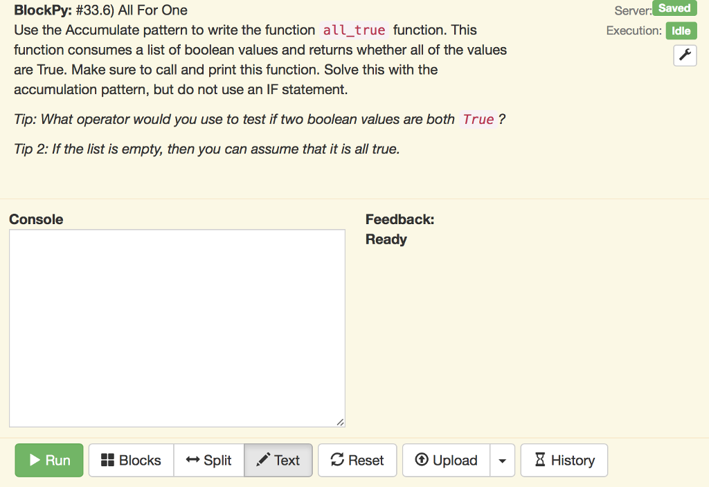 Saved BlockPy: #336) All For One Use the Accumulate pattern to