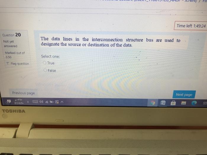  Time left 1:49:24 Question 20 Not yet The data lines in