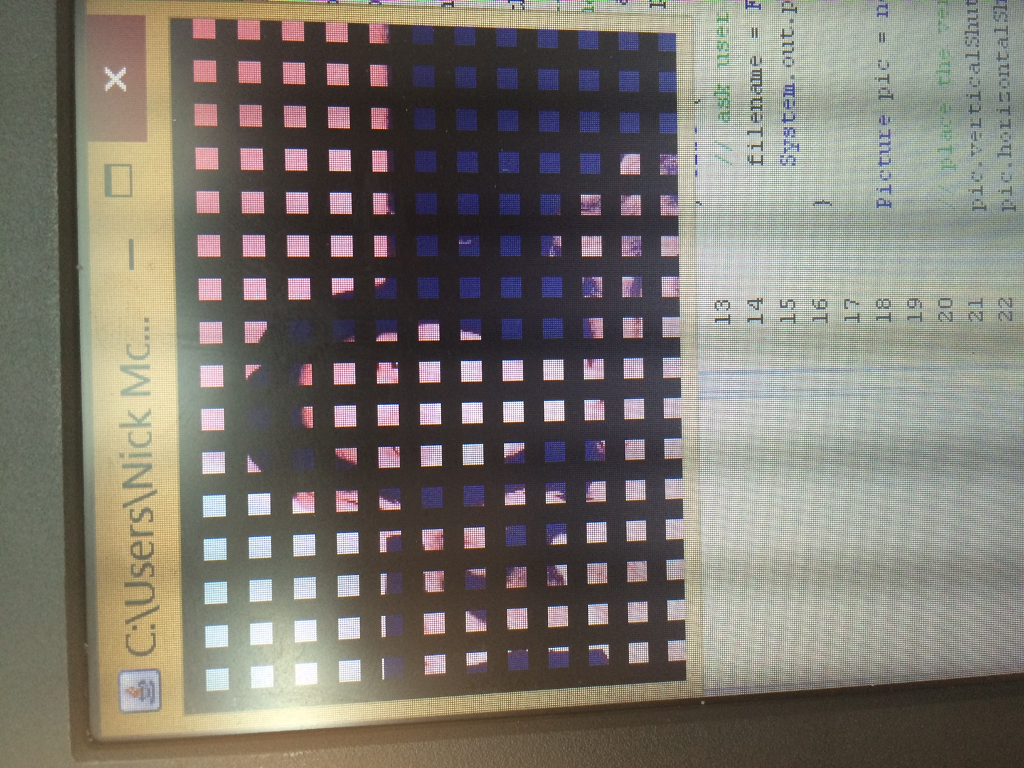  main code public void verticalShutters() { Pixel[] pixelArray= this.getPixels(); Pixel pixel=