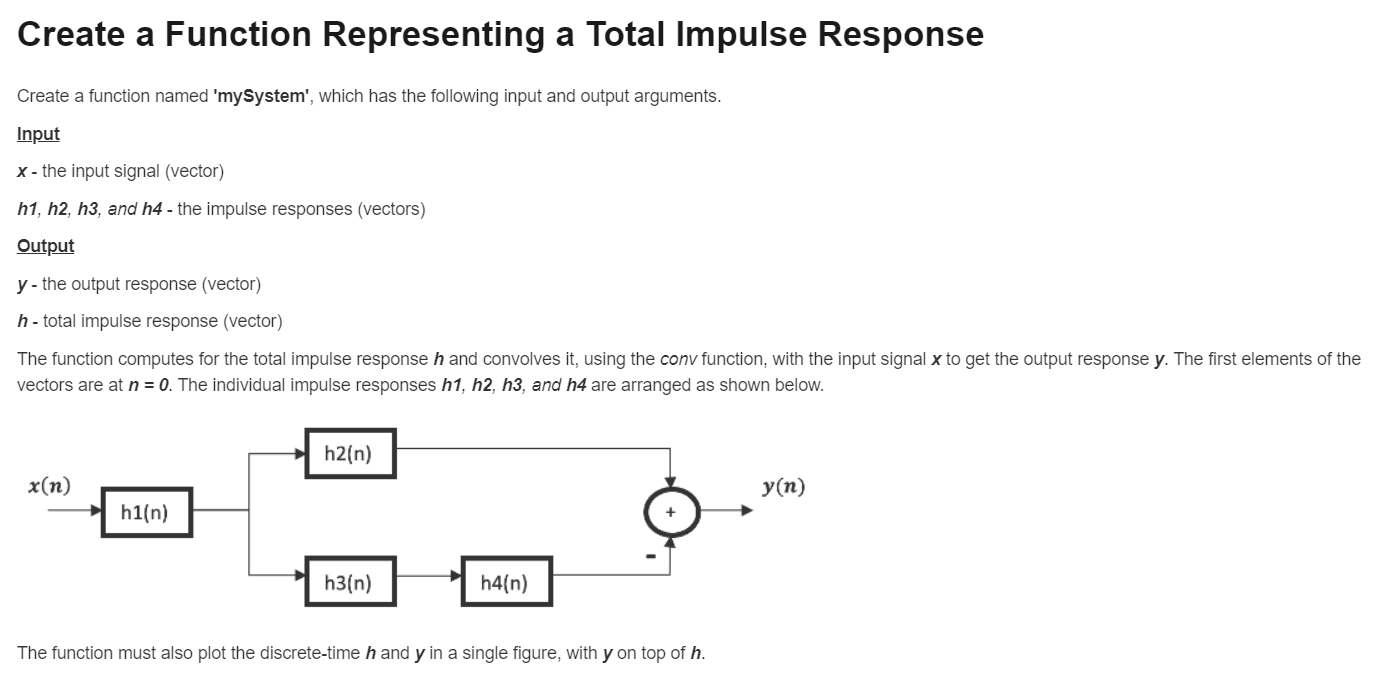  SOLVE VIA MATLAB AND NOT PYTHON. THANK YOU. Create a Function