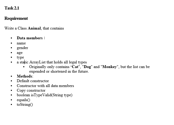 ASWER ONLY THE TASK 2.2 WHILE USING JAVA Task 2.1 Requirement Write