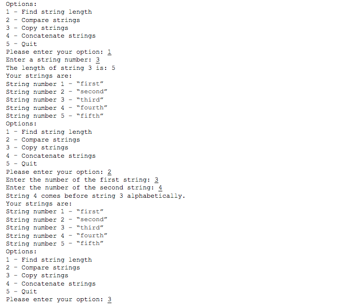 Quit Please enter your option: 2. Below is a description of what