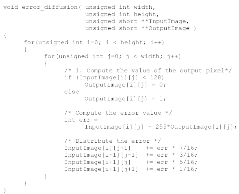 the Floyd And Steinberg Error Diffusion Algorithm Due: Friday, April 7 I.