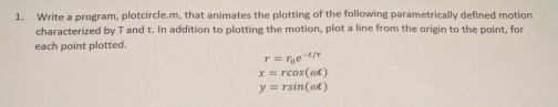  Write a program, plotcircle.m, that animates the plotting of the following