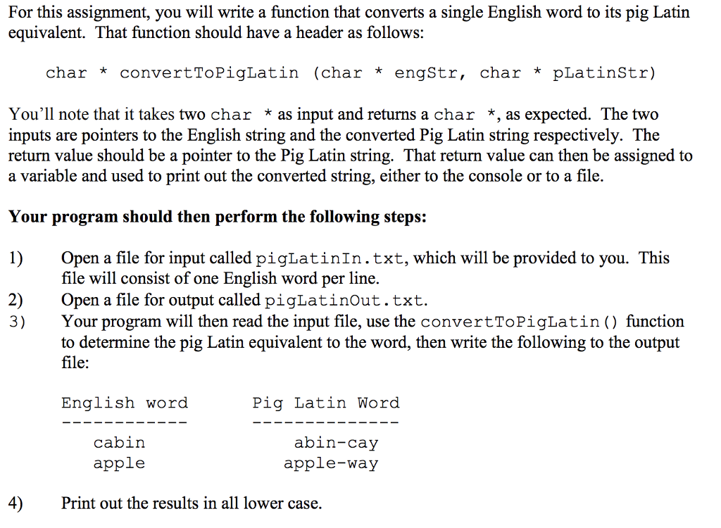  For this assignment, you will write a function that converts a