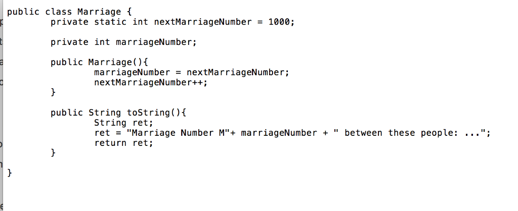a complete program to keep track of people and their possible marriages.