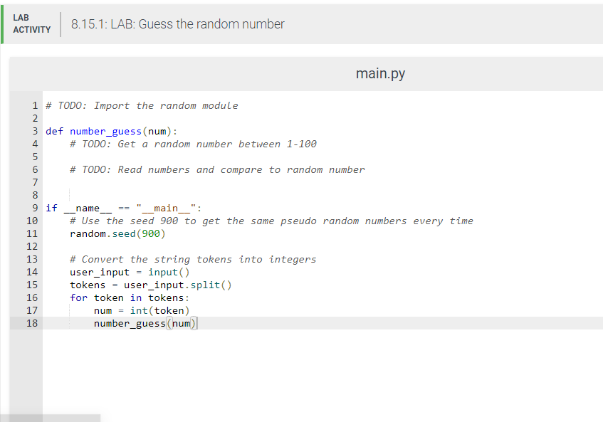 number Given the code that reads a list of integers, complete the