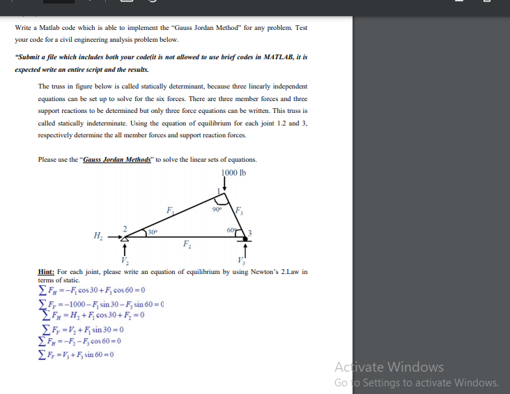  ] Write a Matlab code which is able to implement the