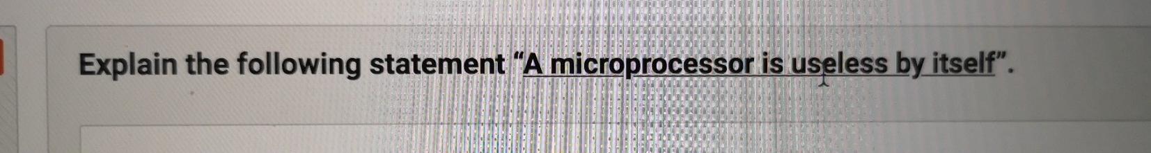Explain the following statement "A microprocessor is useless by itself