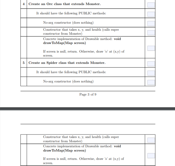 IN JAVA... HERE IS THE MONSTER CLASS import java.util.Scanner; public abstract