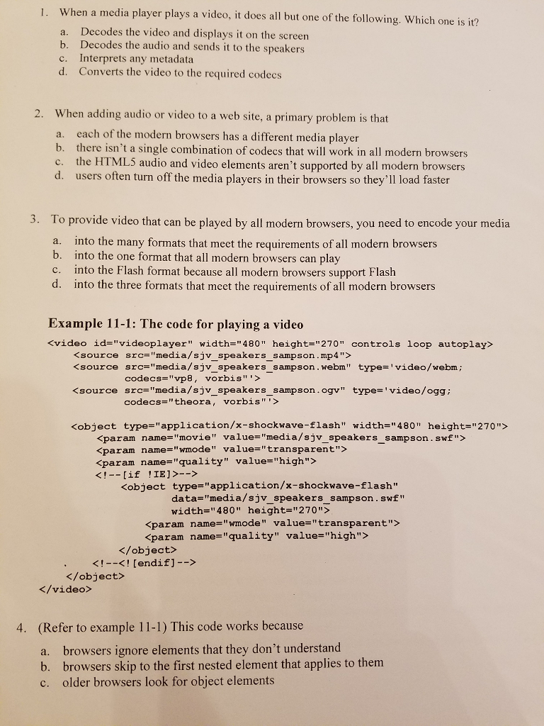 When a media player plays a video, it does all but