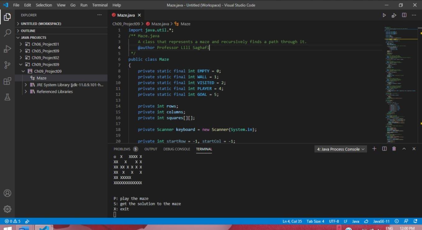 Solve the maze problem that Project 10 in Chapter 5 describes (