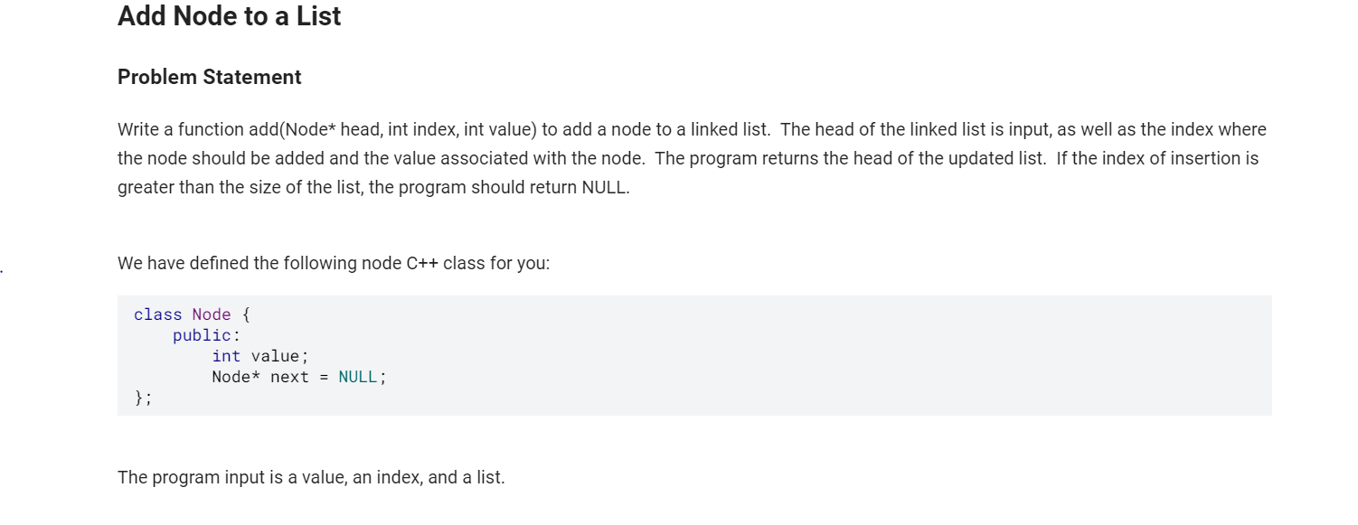  Use the provided template below to create the function: Node* add(Node*