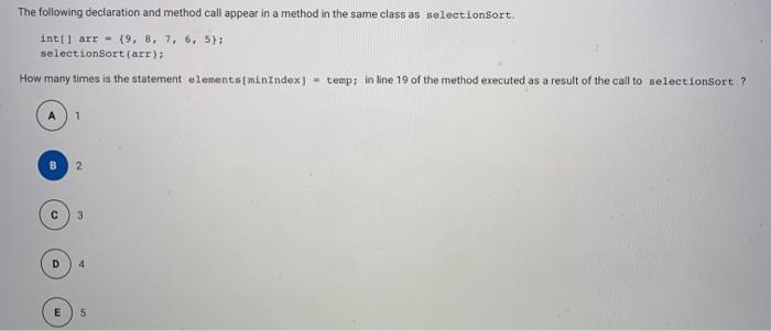 static void selectionsort(int[] elements) for (int j = 0; j if (1
