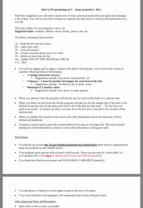  i need help with this in programming c Intro to Programming