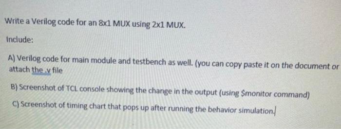  Write a Verilog code for an 8X1 MUX using 2x1 MUX.