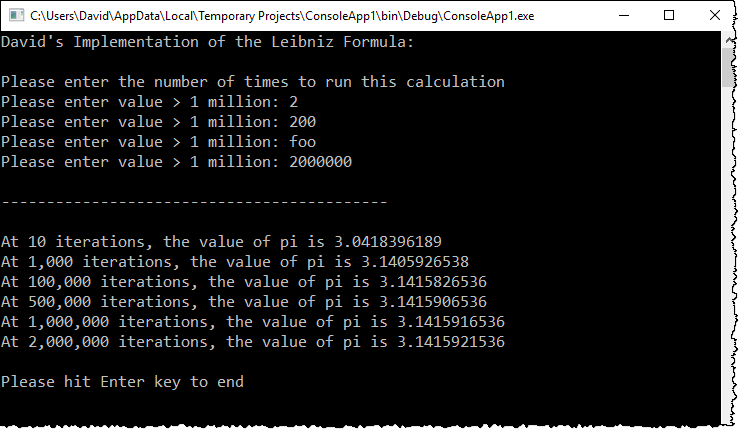 Using C# language to focus on loops and calculations. Write a console