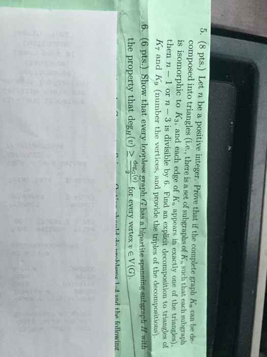  5. (8 pts.) Let n be a positive integer. Prove that