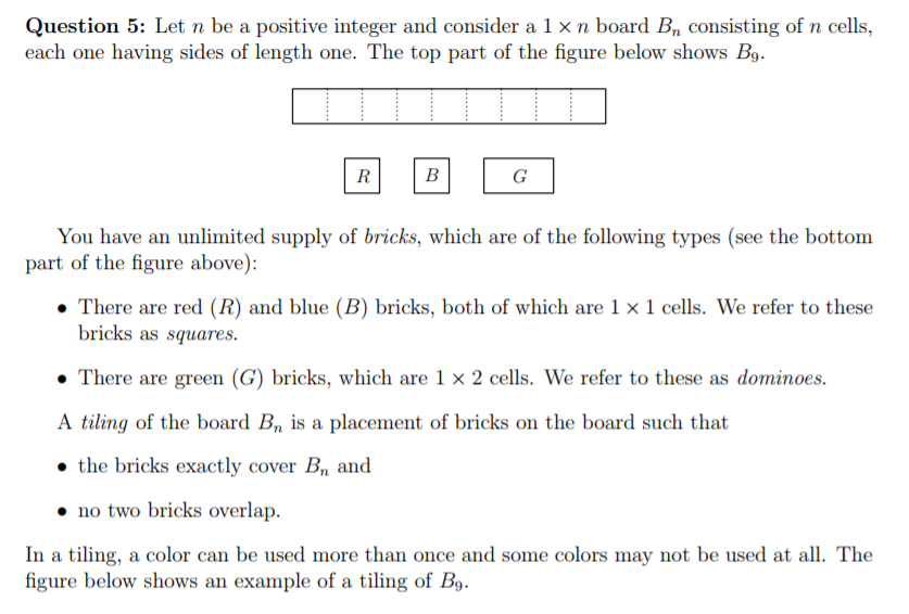  Question 5: Let n be a positive integer and consider a