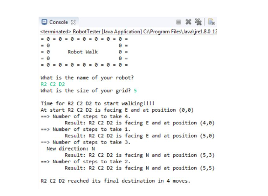 Please help with the following IN Java code the following Class Robot
