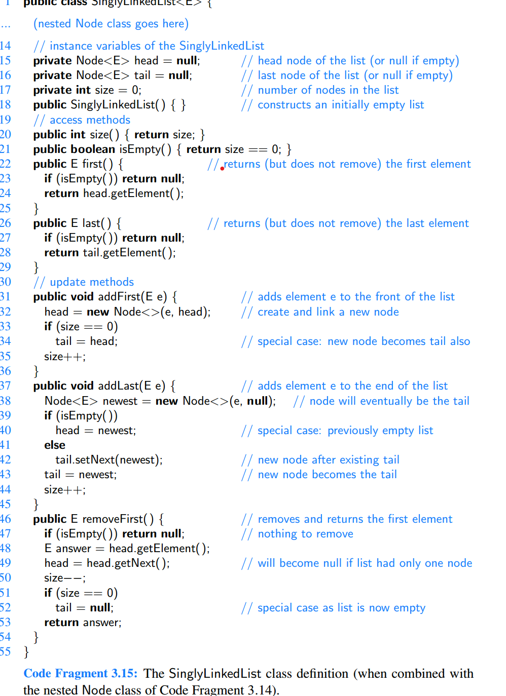  In java pls!!!5 The removeFirst method of the SinglyLinkedList class includes