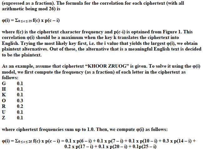 A ciphertext C given as follows: TEBKFKQEBZLROPBLCERJXKBSBKQP is known to be enciphered