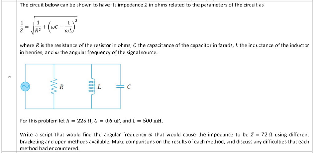 Using octave and excel solve the given problem. The circuit below can