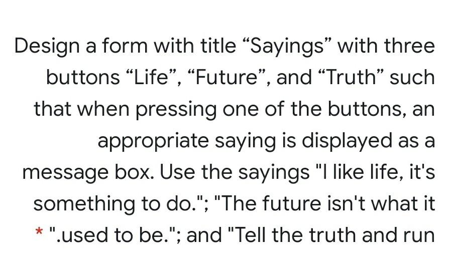  answer please I want the code on visual basic please and