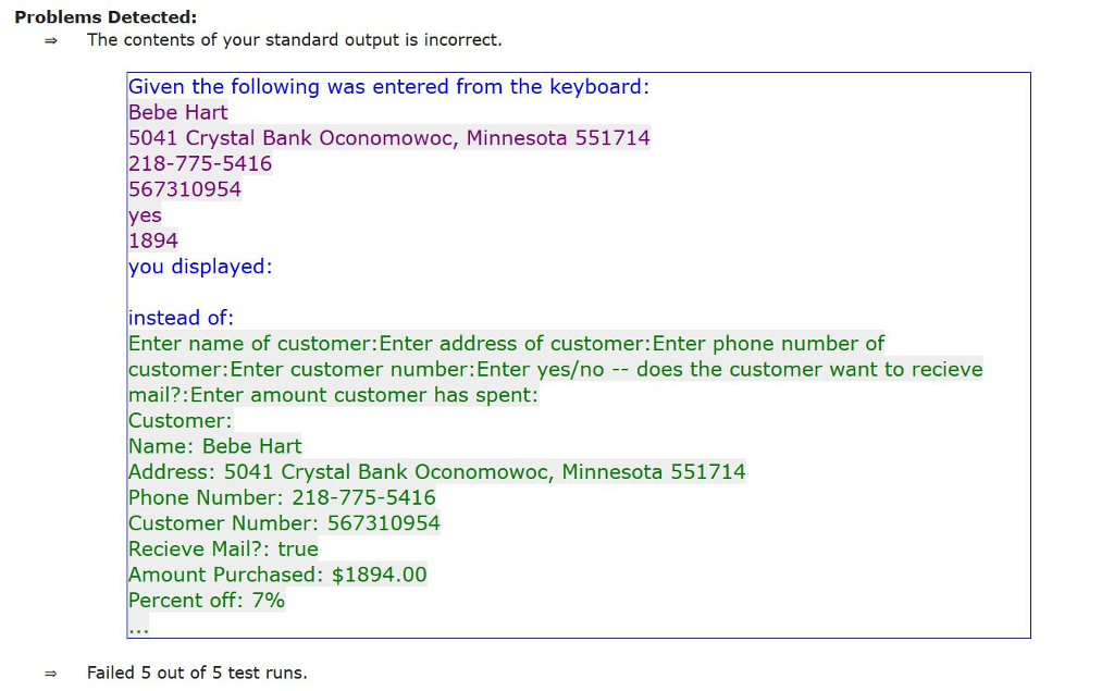 Another problem with my output! The question: A retail store has a