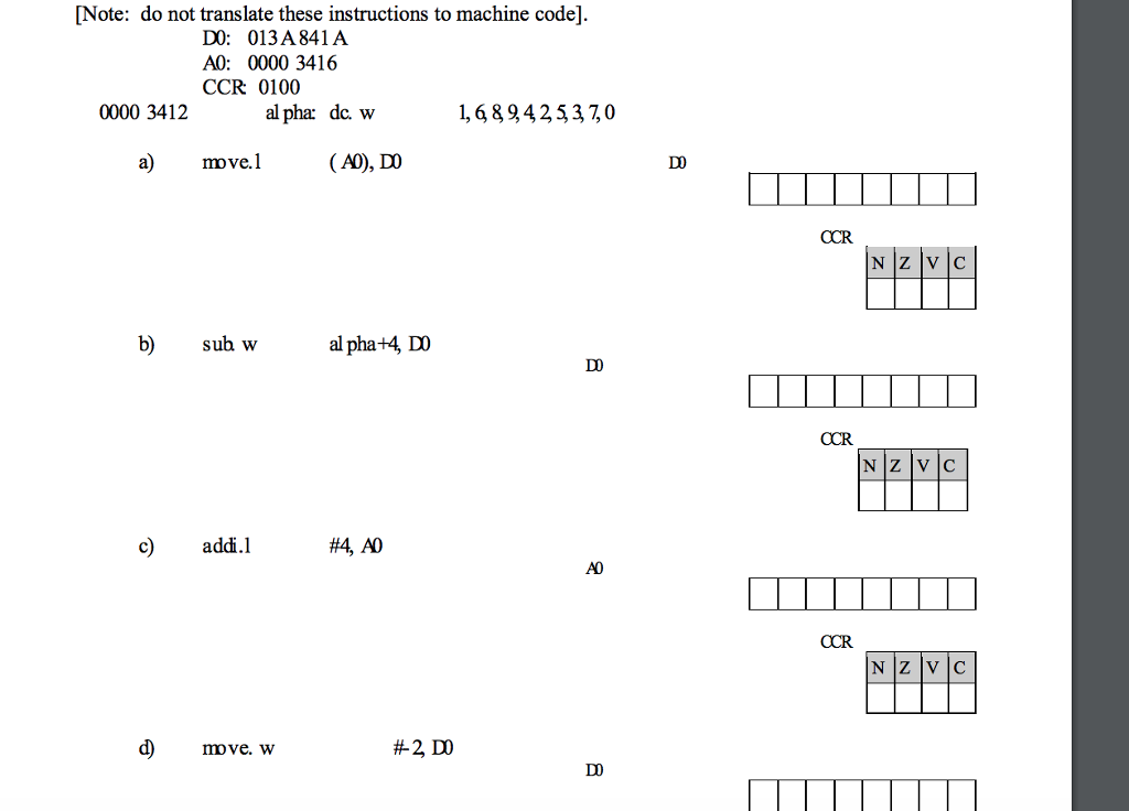 some help with motorola 68000 assembly language, Using the same inititial values