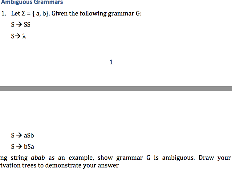 Formal languages class: Let sigma = {a, b}. Given the following grammar